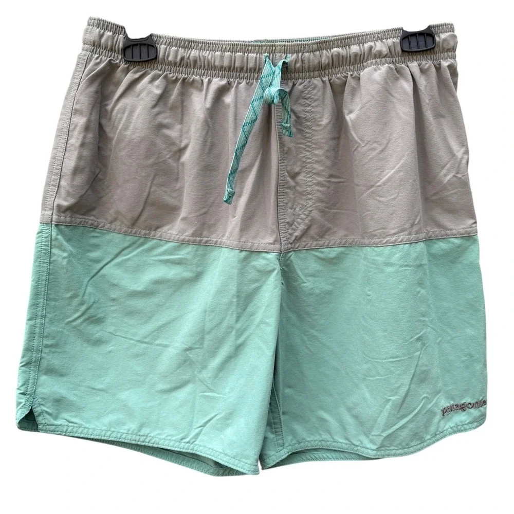 Patagonia Mens Medium Swim Shorts Grey Green Colorblock 5